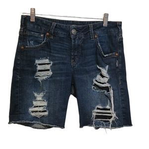 Silver Jeans Sam Bermuda Distressed Jean Shorts 26
